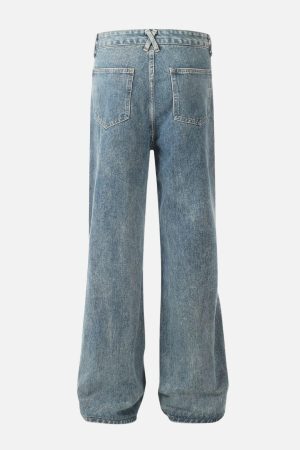 Concert Outfit Bow Fringe Washed Jeans