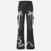 Concert Outfit Bow Multi Pocket Washed Jeans