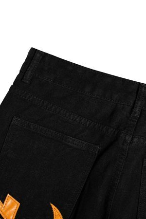 Concert Outfit Burning Text Embroidered Letters Jeans