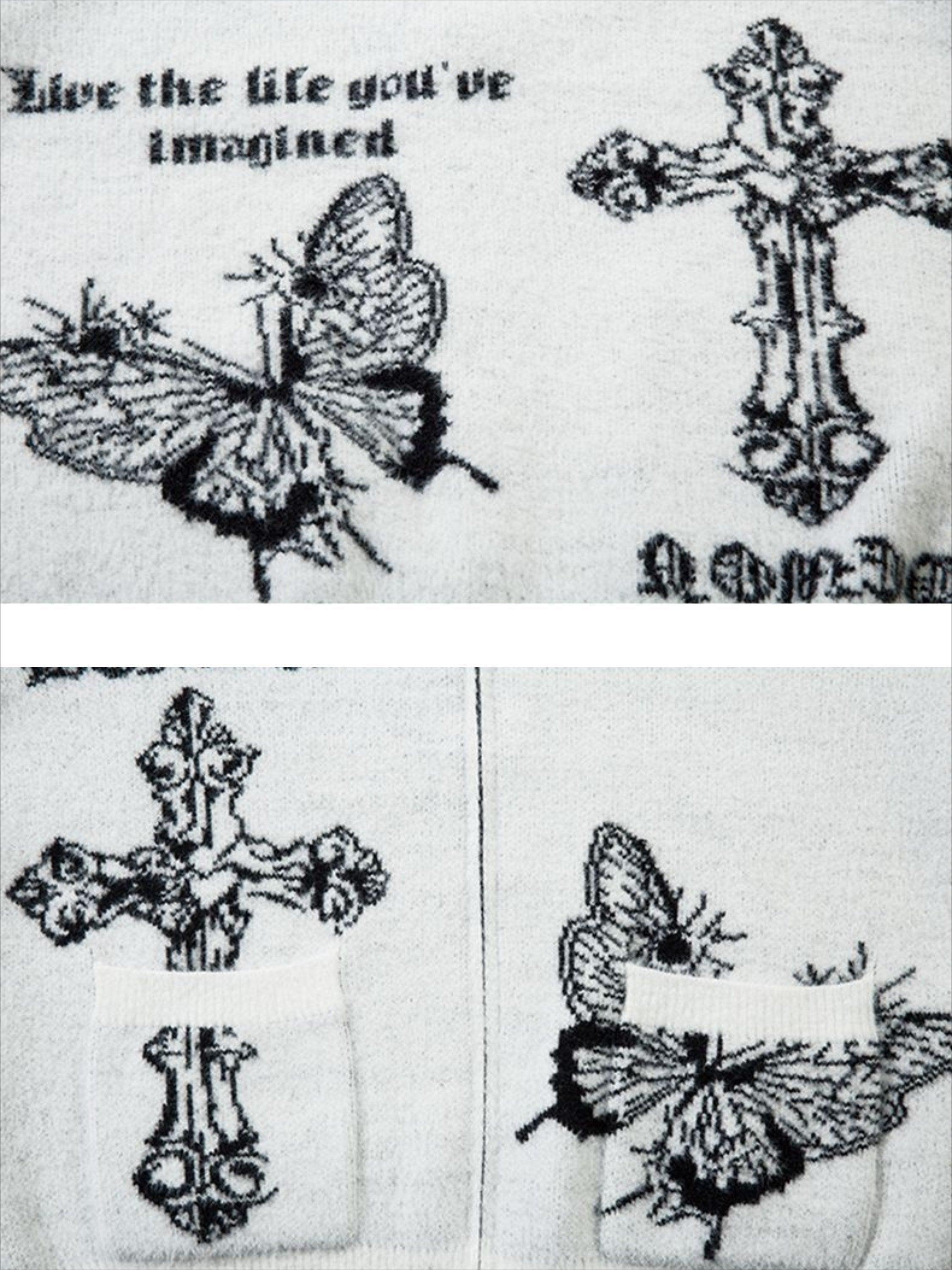 Concert Outfit Butterfly Cross Knit Cardigan