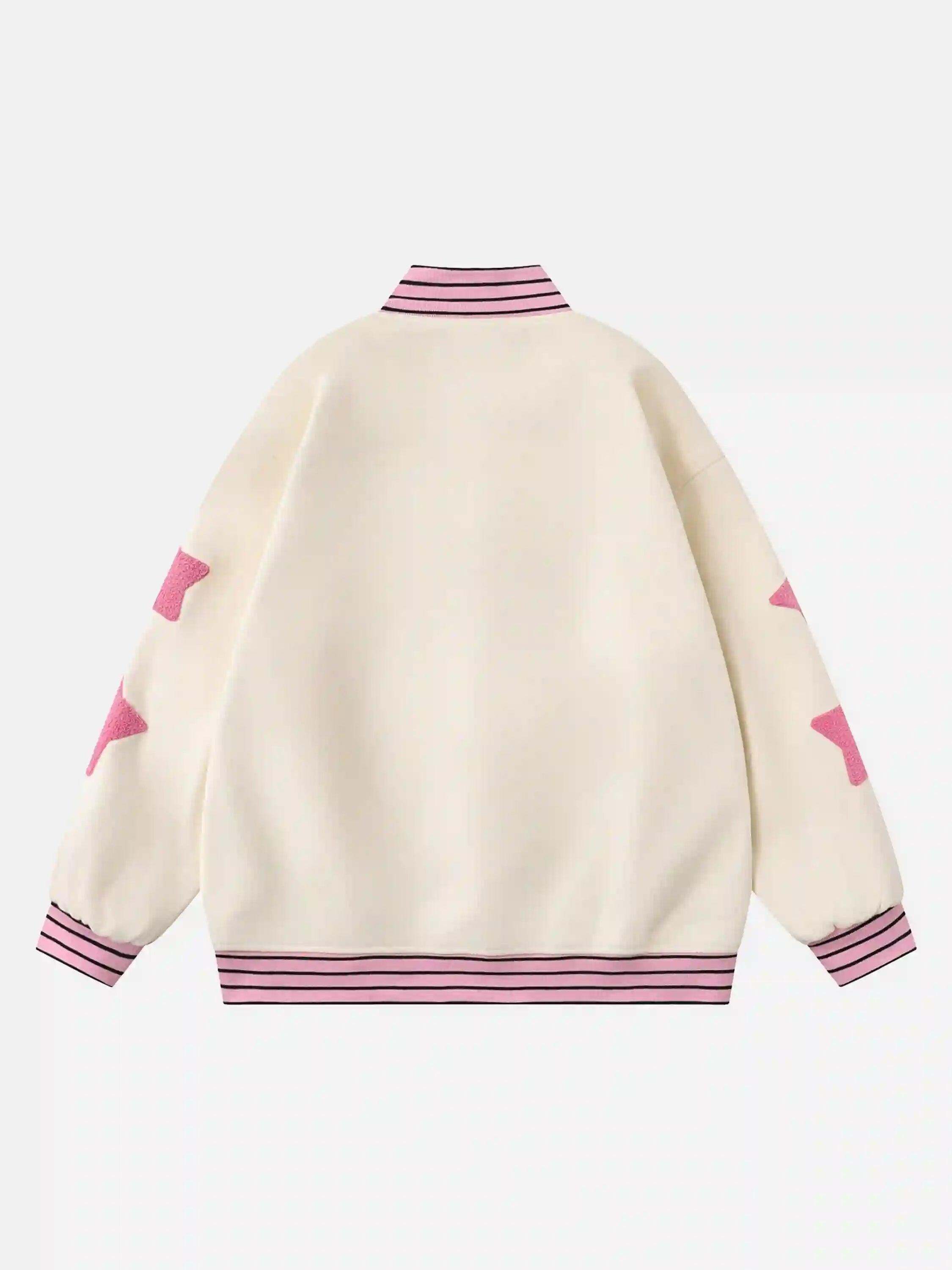 Concert Outfit Buttoned Star Embroidered Baseball Jacket
