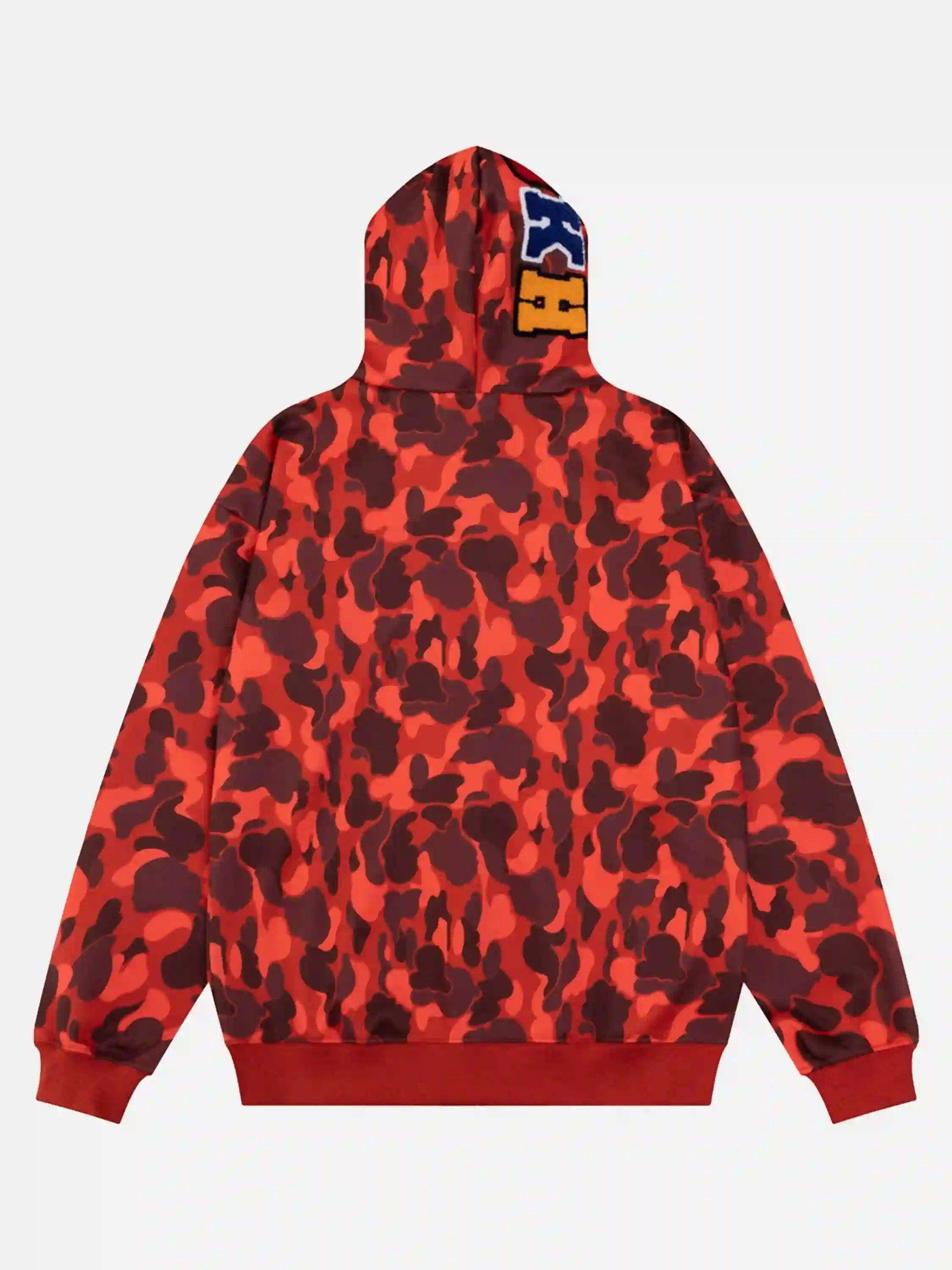 Concert Outfit Camouflage Double Cap Design Hoodie