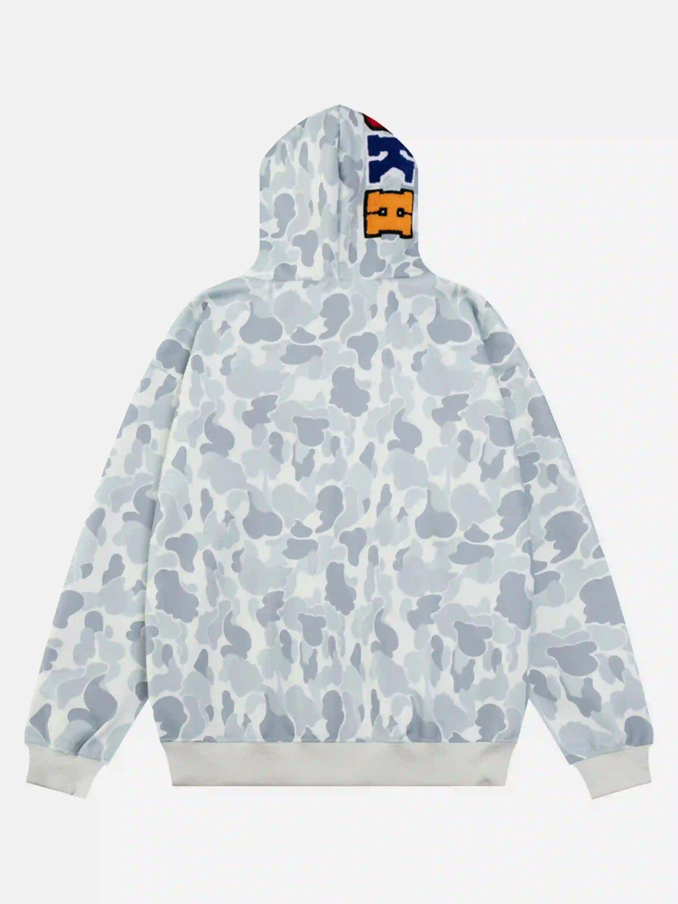 Concert Outfit Camouflage Double Cap Design Hoodie