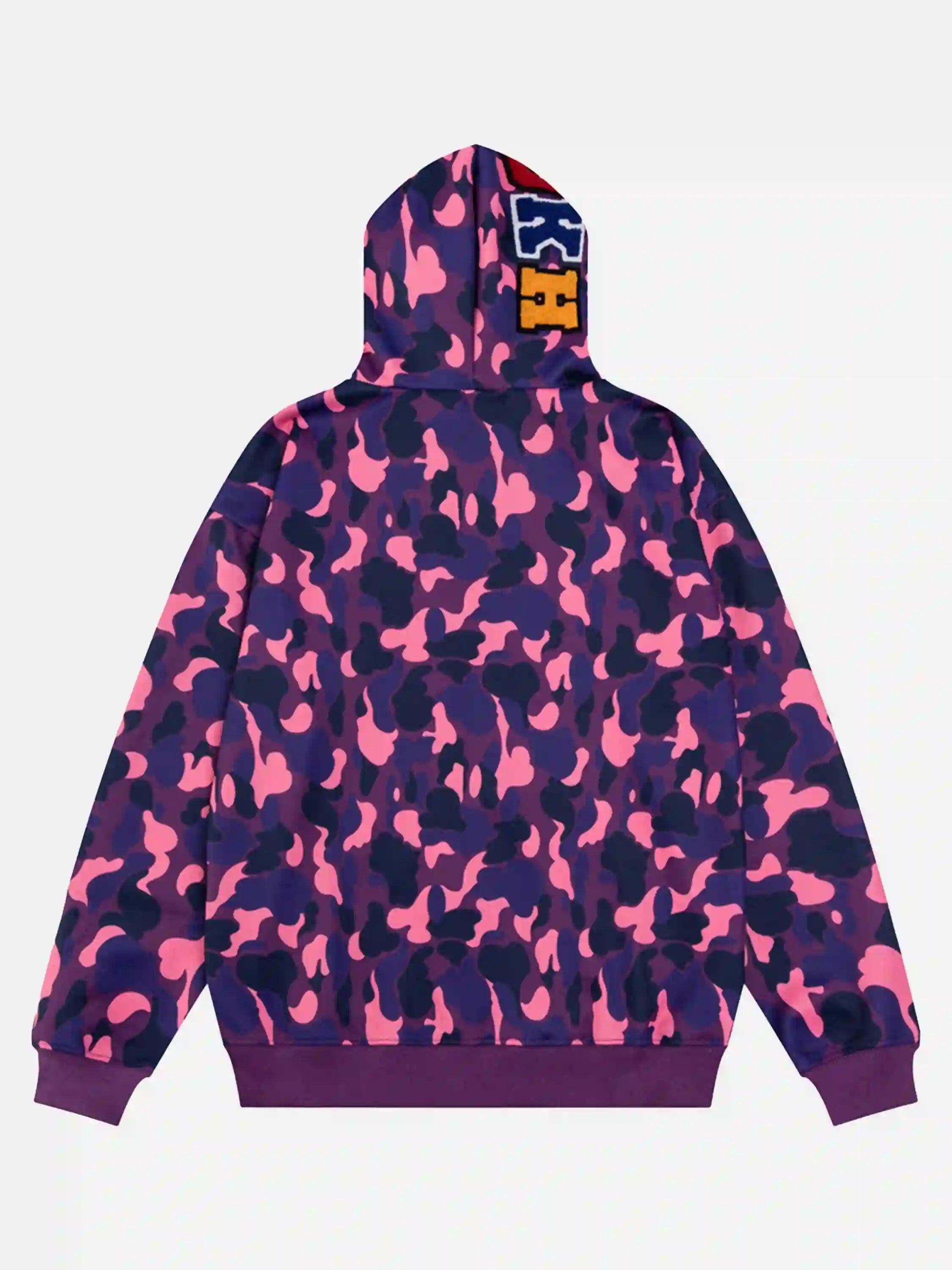 Concert Outfit Camouflage Double Cap Design Hoodie