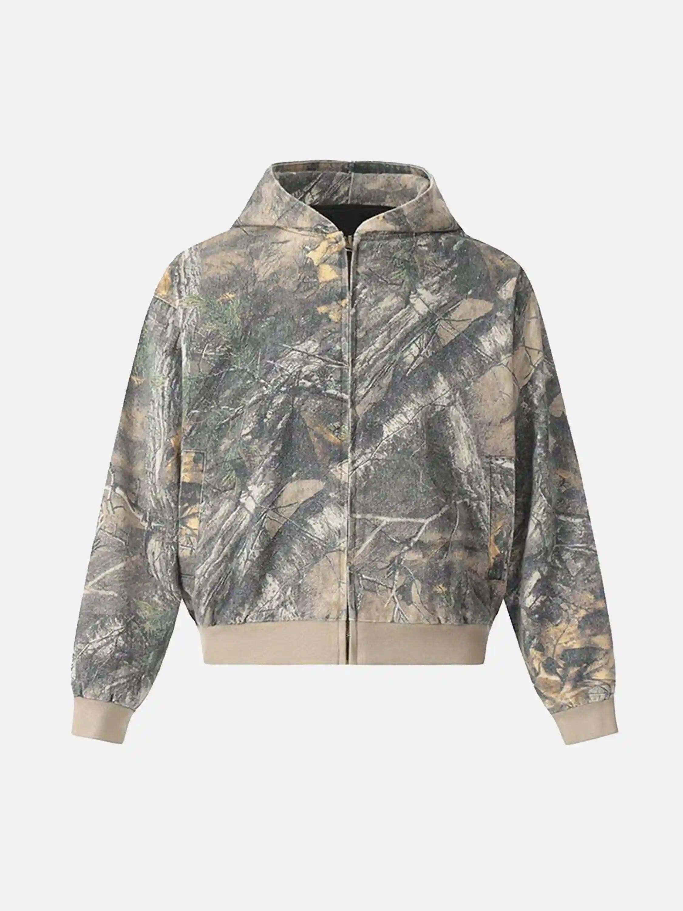 Concert Outfit Camouflage Print Zip-Up Hoodie