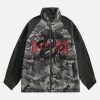 Concert Outfit Camouflage Stitching Stand Collar Military Jacket