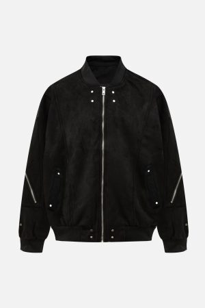Concert Outfit Cargo Camouflage Multi Zipper Bomber Jacket