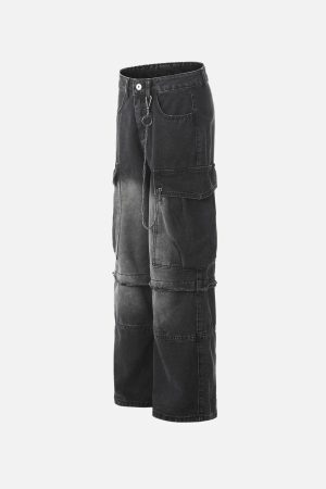 Concert Outfit Chain Design Big Pockets Cargo Jeans