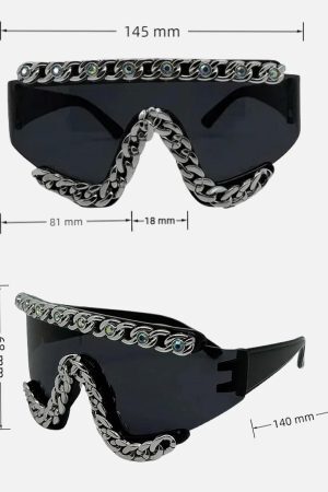 Concert Outfit Chain-Embellished Sunglasses