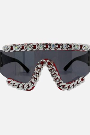Concert Outfit Chain-Embellished Sunglasses