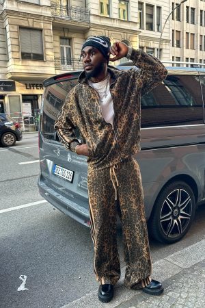 Concert Outfit Cheetah Print Suede Track Jacket