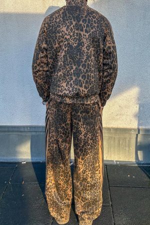 Concert Outfit Cheetah Print Suede Track Jacket