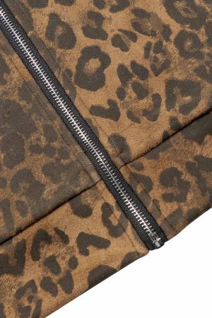Concert Outfit Cheetah Print Suede Track Jacket
