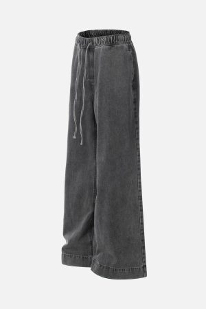 Concert Outfit Classic Washed Drawstring Baggy Jeans
