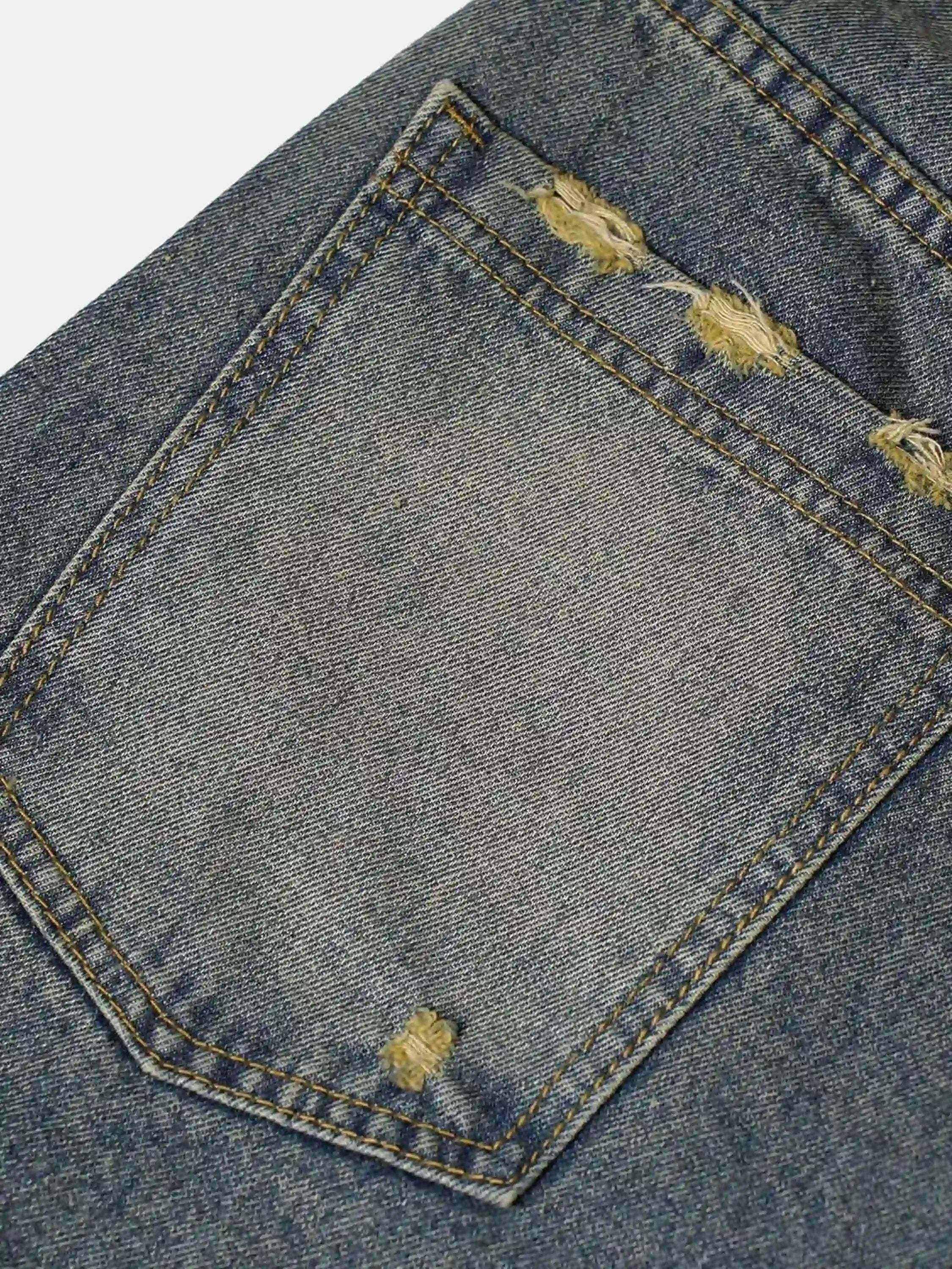 Concert Outfit Clean Fit Whisker Patchwork Cropped Denim Jorts