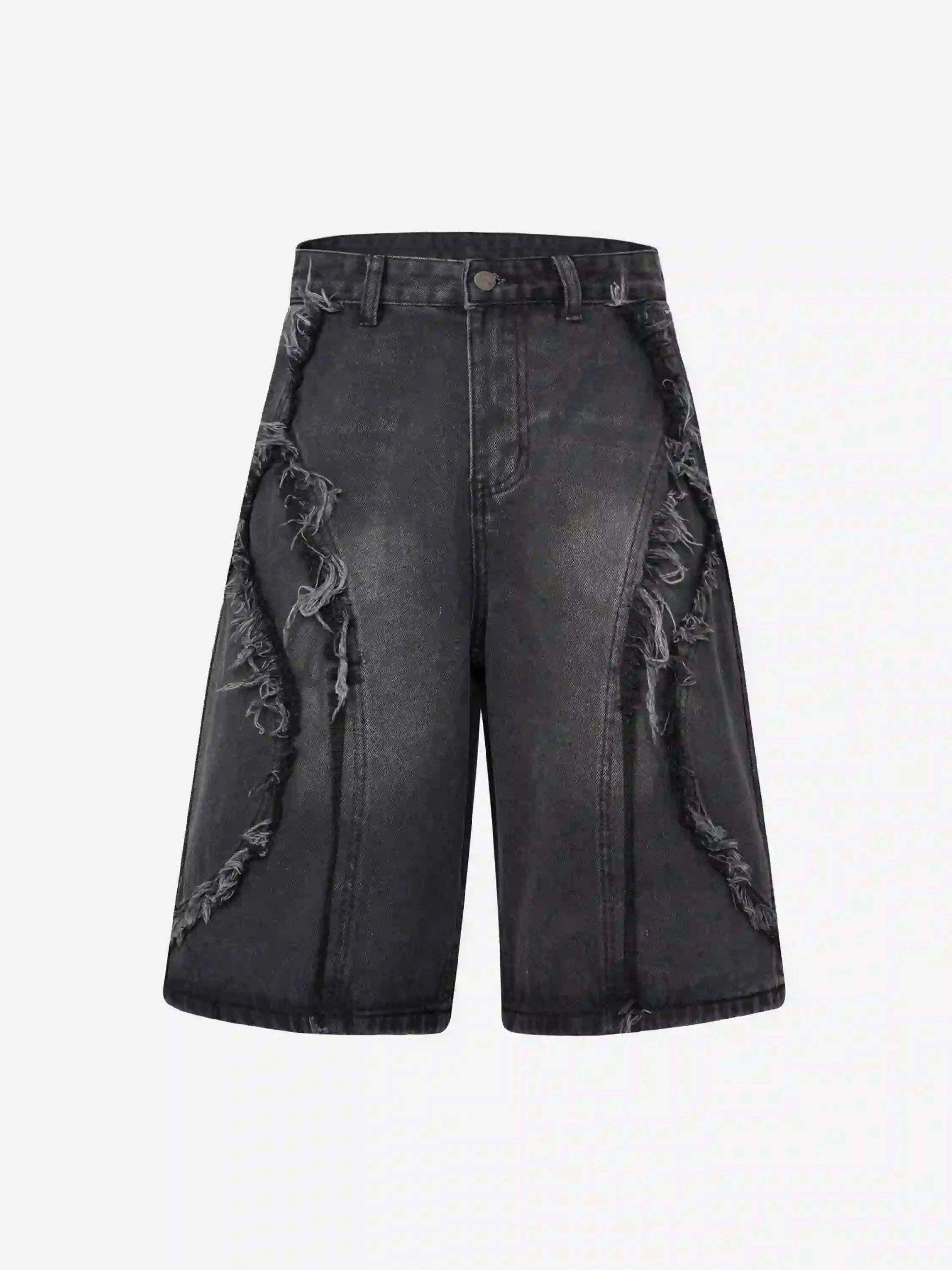 Concert Outfit Clean Fit Whisker Patchwork Cropped Denim Jorts