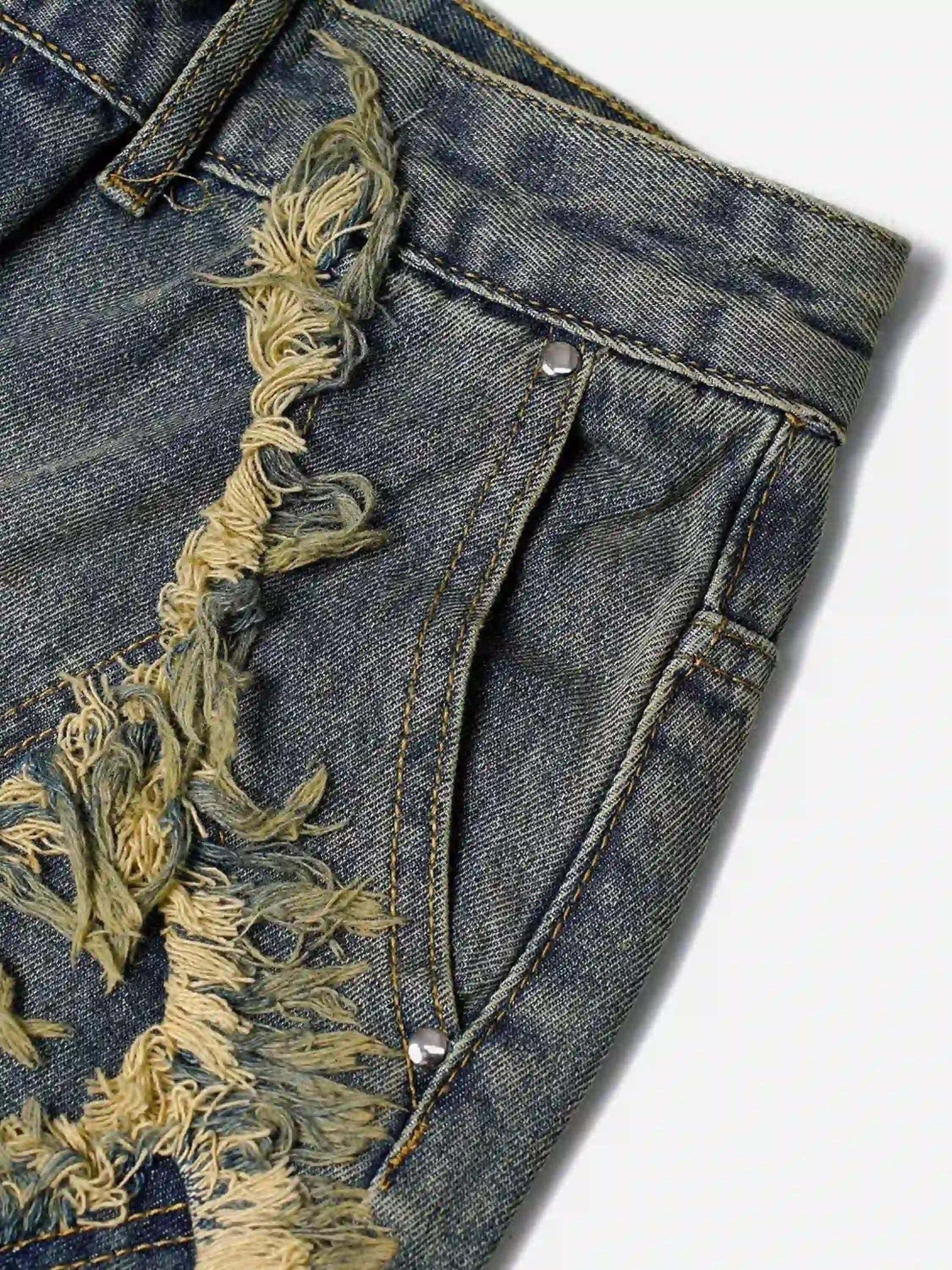 Concert Outfit Clean Fit Whisker Patchwork Cropped Denim Jorts
