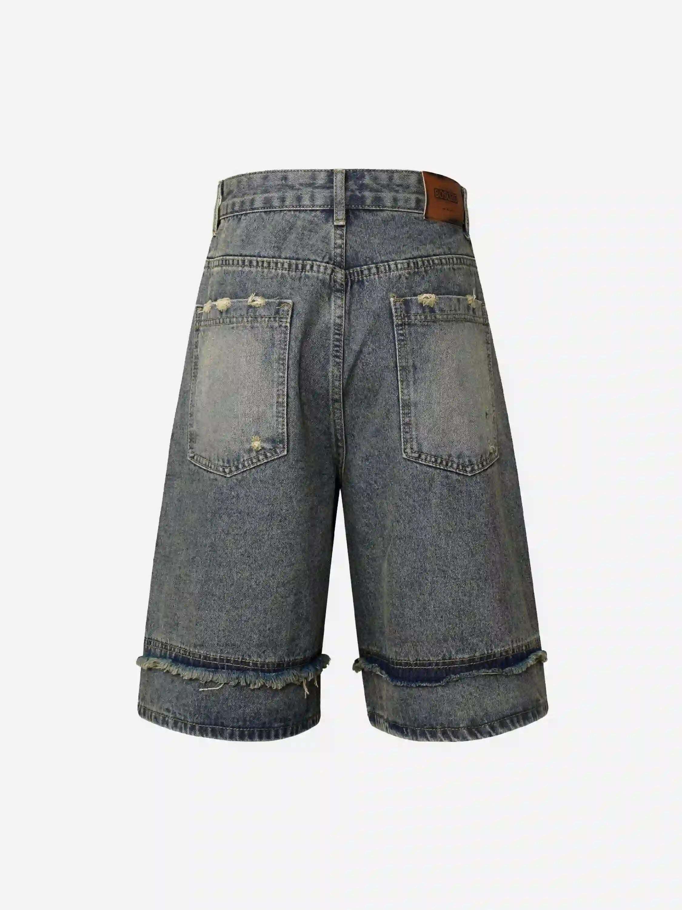 Concert Outfit Clean Fit Whisker Patchwork Cropped Denim Jorts
