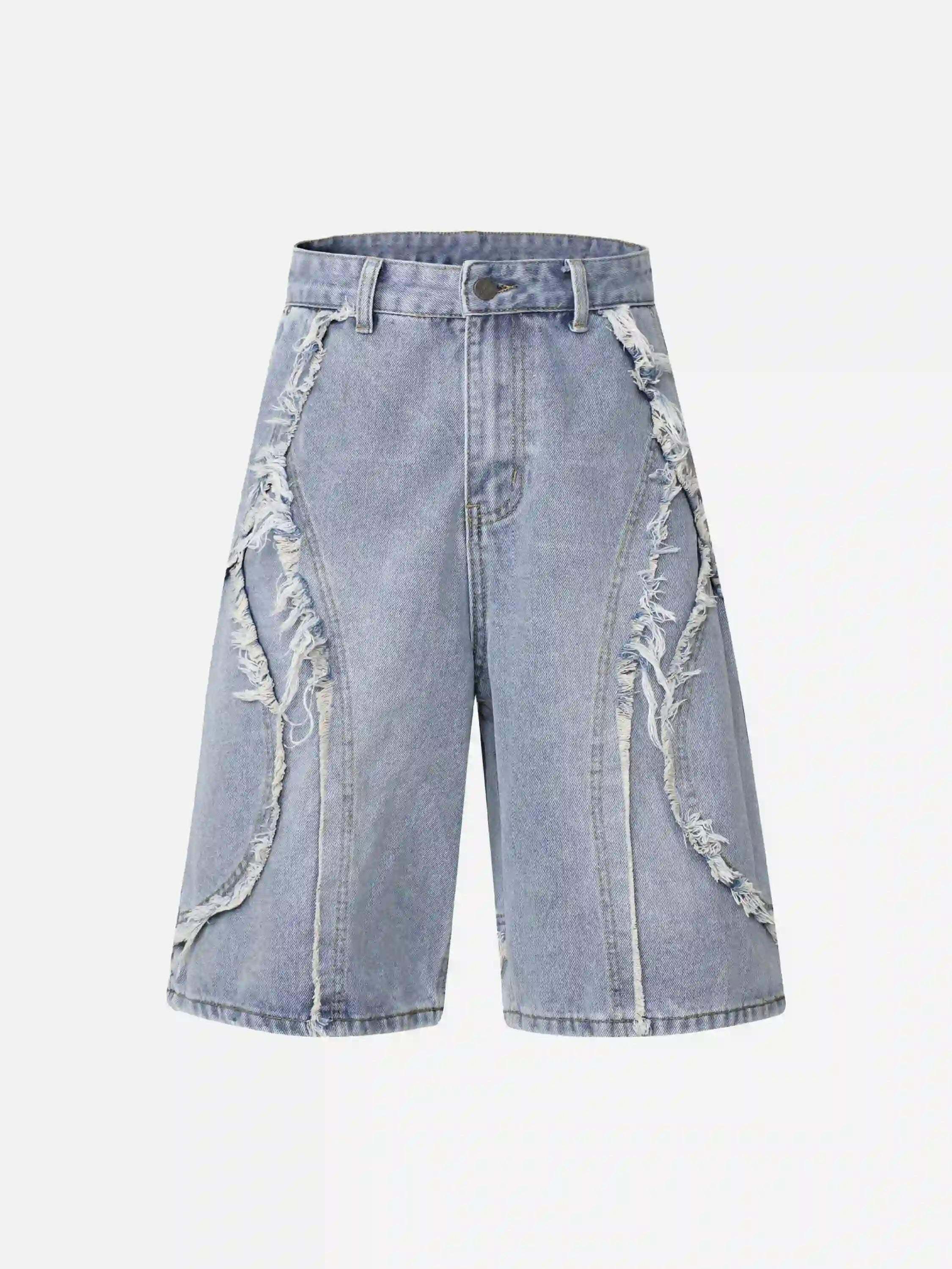 Concert Outfit Clean Fit Whisker Patchwork Cropped Denim Jorts