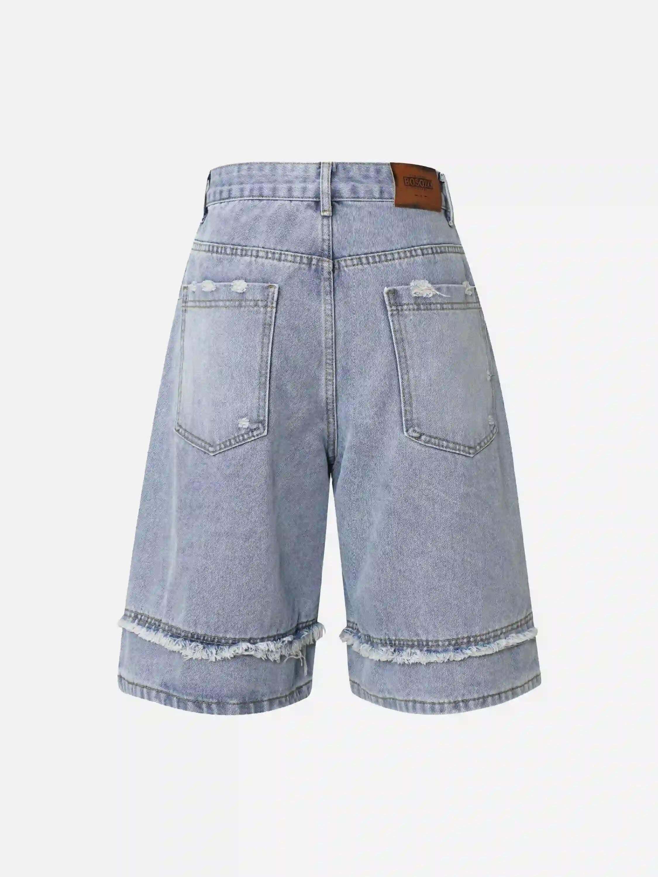 Concert Outfit Clean Fit Whisker Patchwork Cropped Denim Jorts