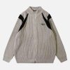 Concert Outfit Color Block Zipper Sweater Jacket