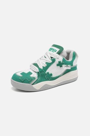 Concert Outfit Color Blocking Thick Bottom Skate Shoes