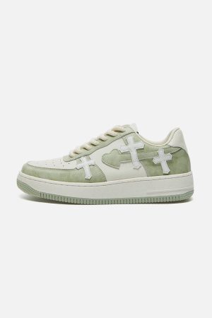 Concert Outfit Colorblock Cross Heart Casual Shoes