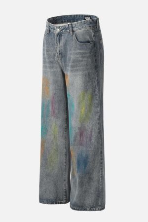 Concert Outfit Colorful Graffiti Jeans