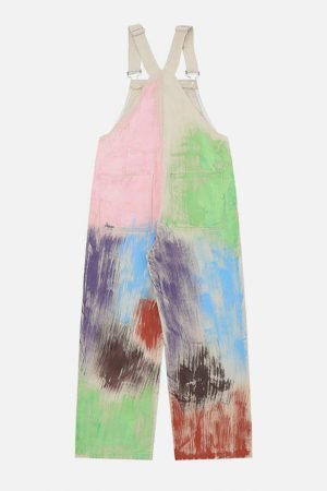 Concert Outfit Colorful Graffiti Overalls