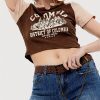 Concert Outfit Contrast Castle Print Cropped Tee