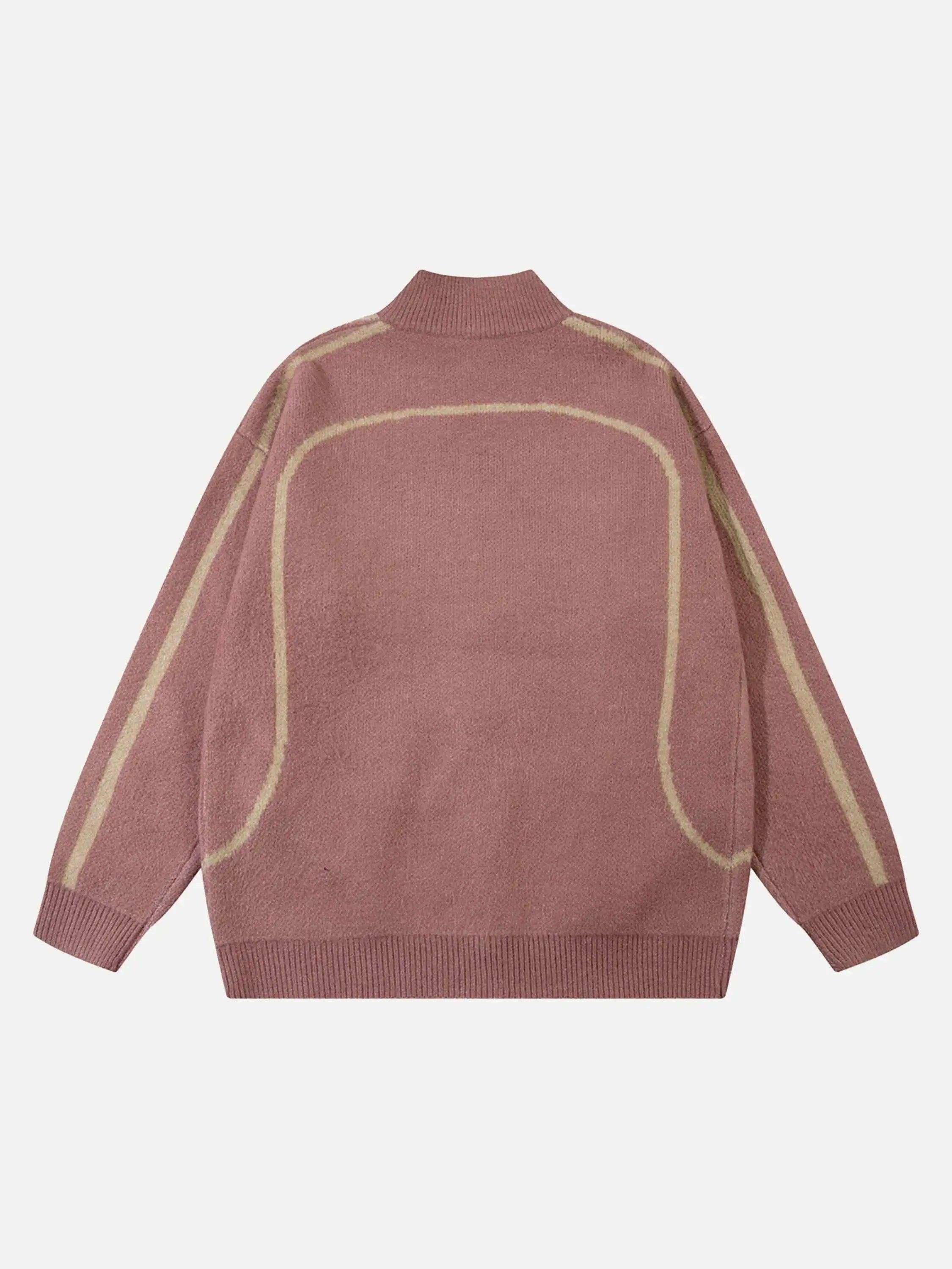Concert Outfit Contrast Color Racing Zip-Up Cardigan