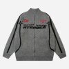 Concert Outfit Contrast Color Racing Zip-Up Cardigan