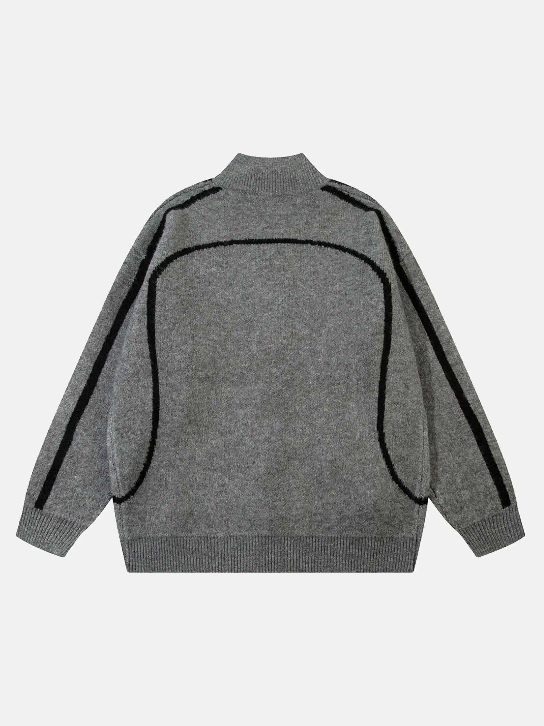 Concert Outfit Contrast Color Racing Zip-Up Cardigan