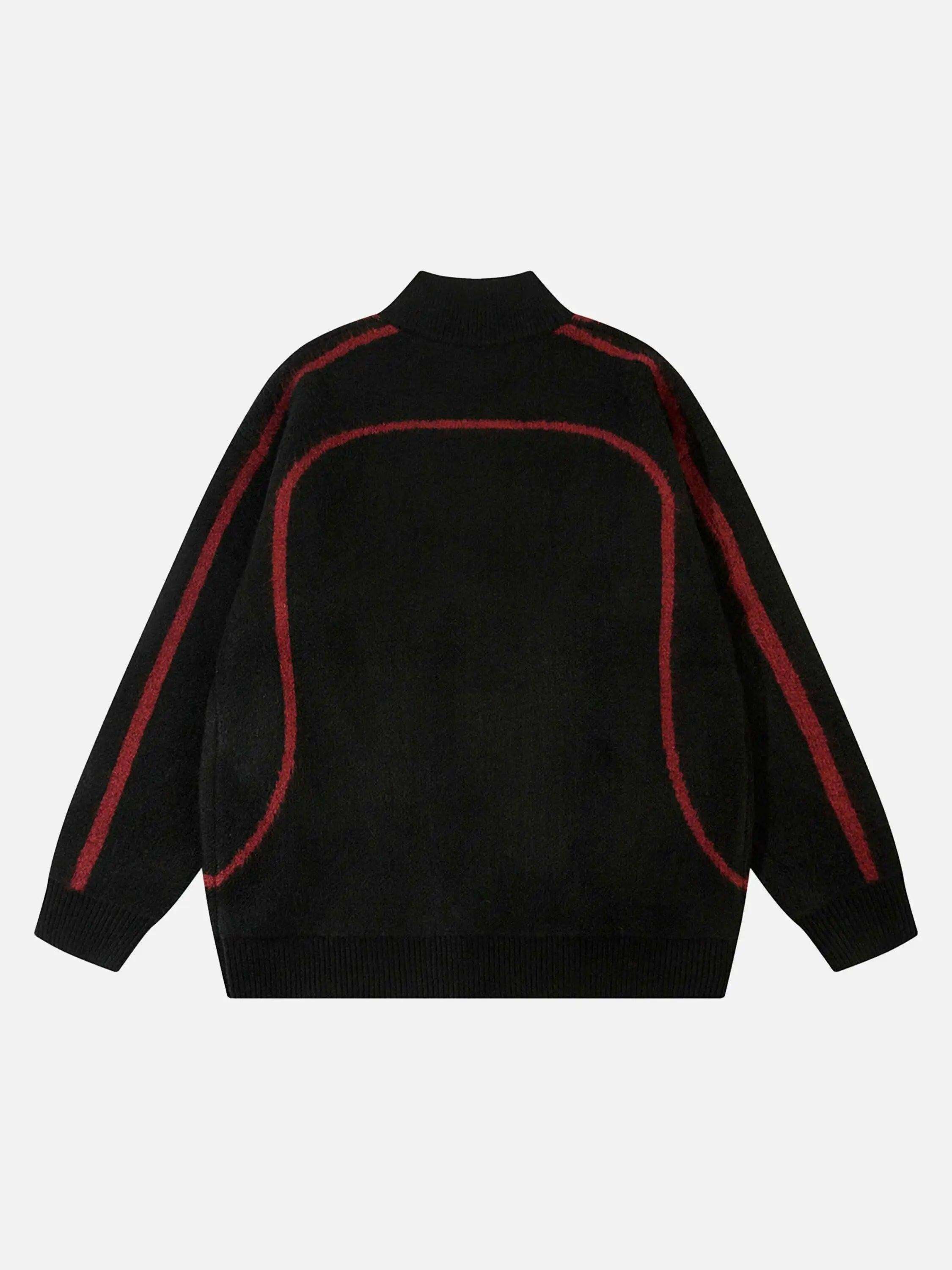 Concert Outfit Contrast Color Racing Zip-Up Cardigan