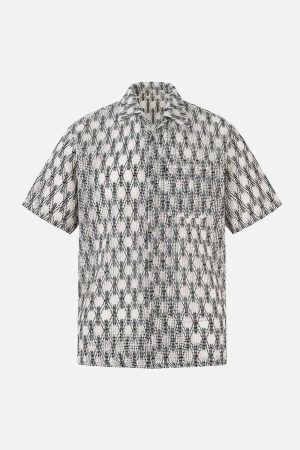 Concert Outfit Crochet Hollow Button-Up Shirt
