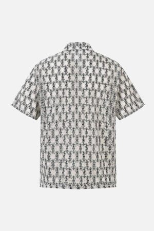 Concert Outfit Crochet Hollow Button-Up Shirt