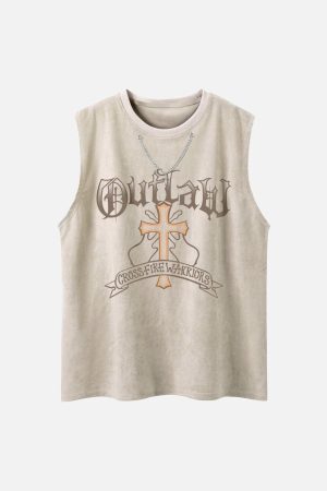 Concert Outfit Cross Chain Suede Street Rap Sleeveless Vest