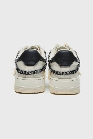 Concert Outfit Cross Graphic Chain Design Raw Edge Casual Shoes