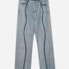 Concert Outfit Dark Color Curve Patchwork Jeans