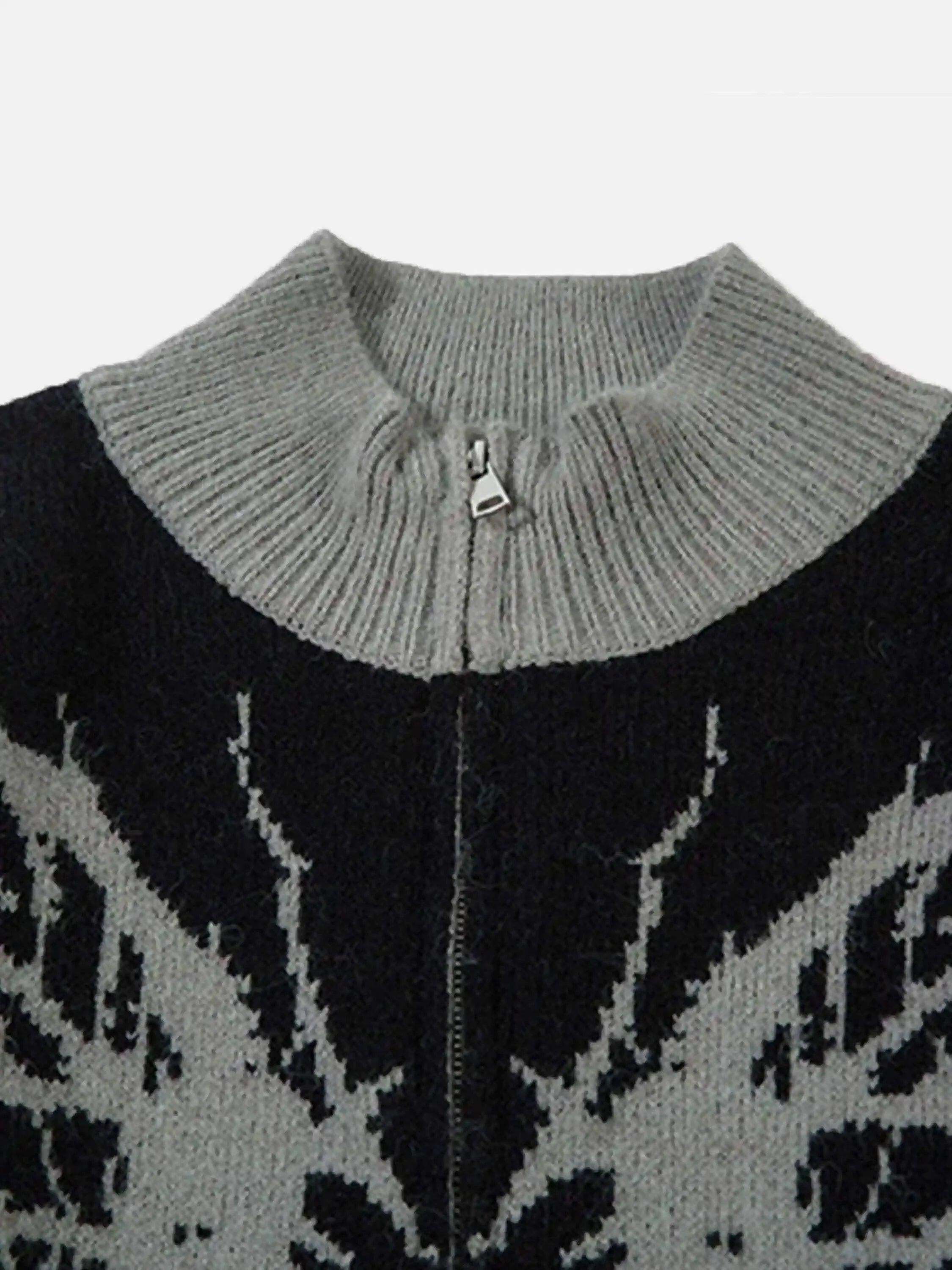 Concert Outfit Dark Spider Web Zipper Stand Collar Cardigan