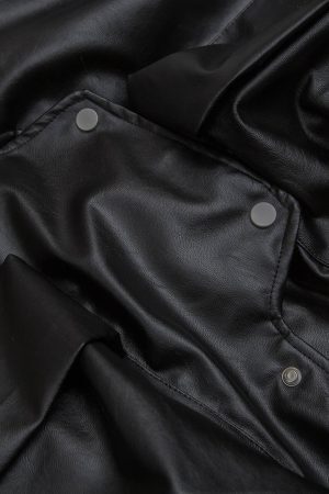 Concert Outfit Deconstructed Multi Pocket Fur Hooded PU Leather Jacket