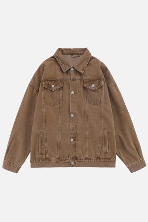 Concert Outfit Detachable Hood Solid Denim Jacket