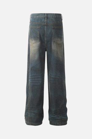 Concert Outfit Dirty Dyed Washed Straight Jeans