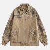 Concert Outfit Distressed  Double-Layer Collar Workwear Jacket