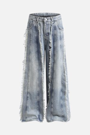 Concert Outfit Distressed Frayed Edges Baggy Jeans