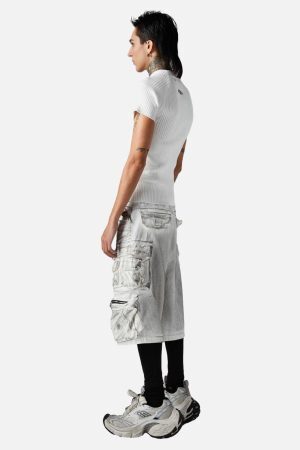 Concert Outfit Distressed Multi-Pocket Cargo Shorts