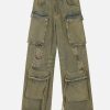 Concert Outfit Distressed Multi Pocket Loose Jeans