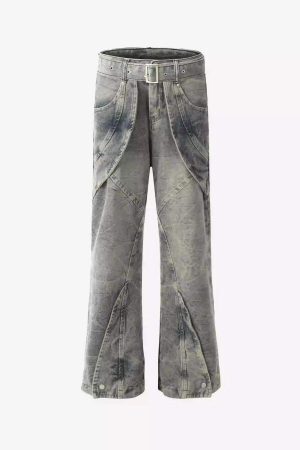 Concert Outfit Distressed Punk Jeans With Metal Belt