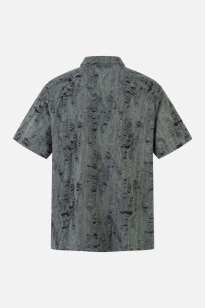 Concert Outfit Distressed Ripped Short Sleeve Shirt