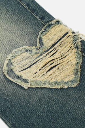 Concert Outfit Distressed Star Heart Jeans